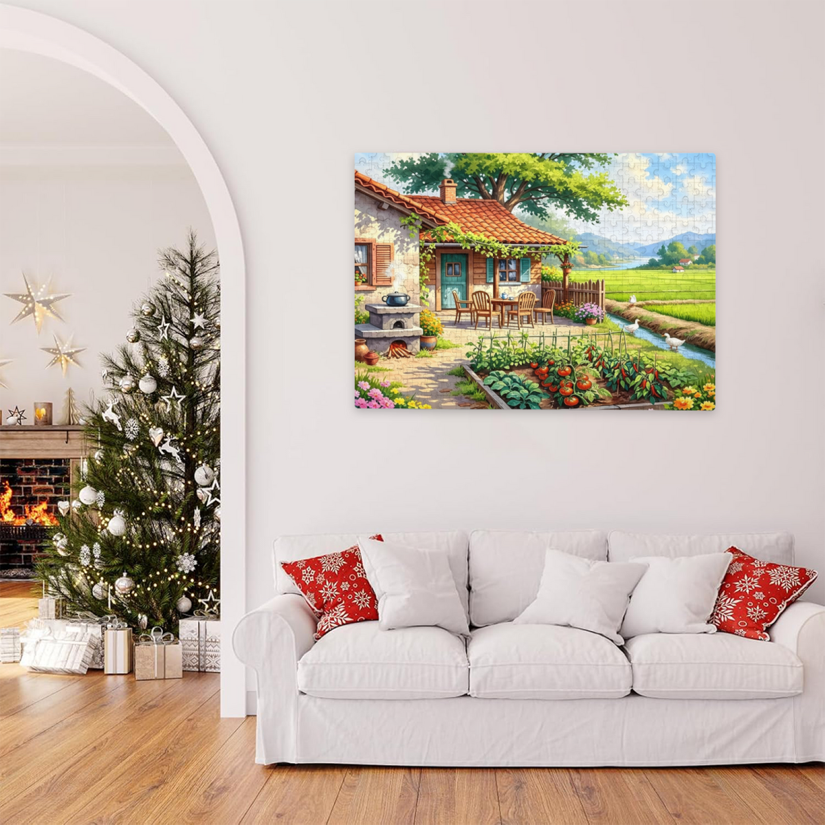 Peaceful Rural Farmhouse ¨C Vegetable Garden & Rice Field Country Puzzle