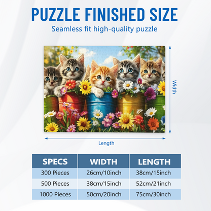 Cute Fluffy Kittens & Colorful Wildflowers Lovely Pet Puzzle