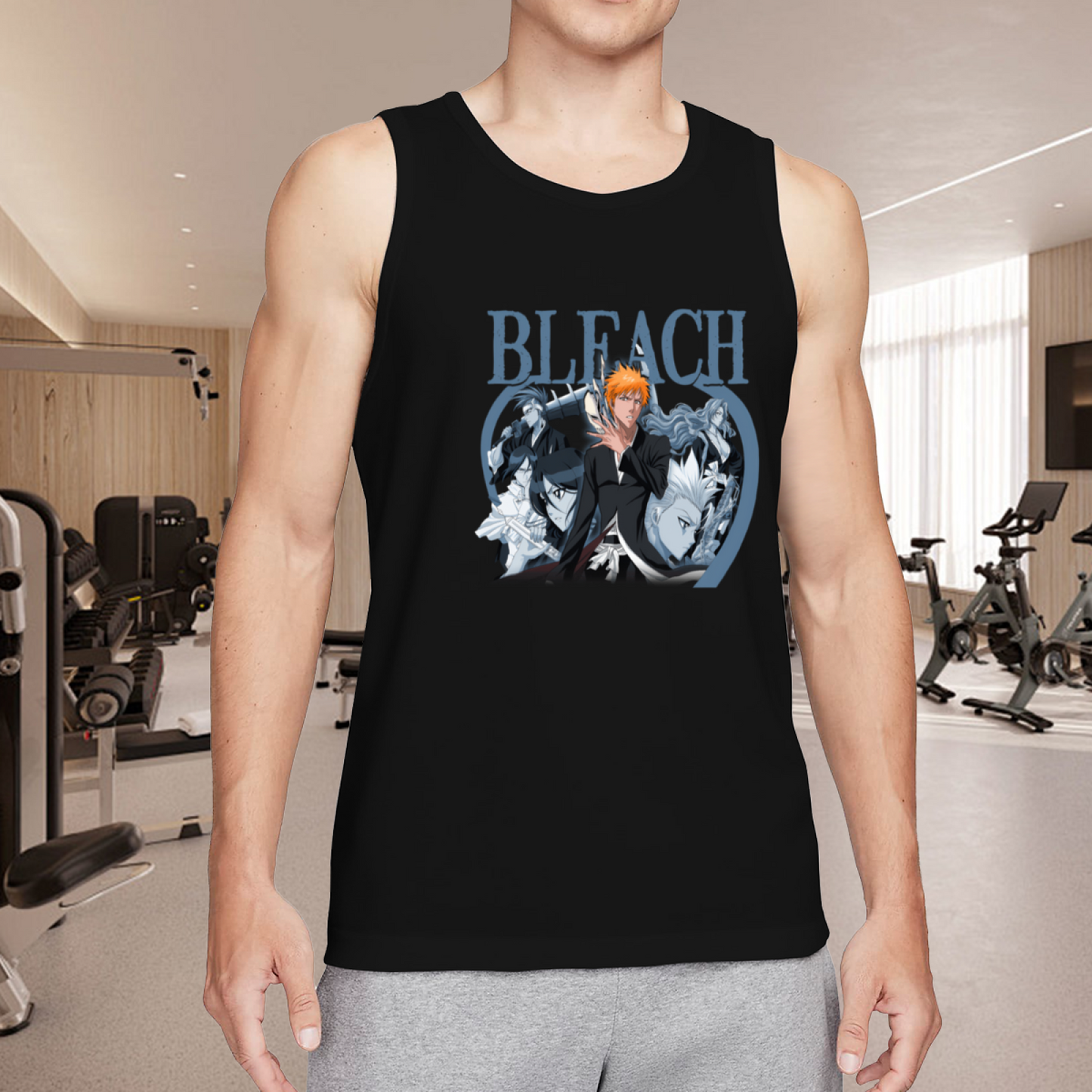 BLEACH Anime Ichigo Kurosaki Character Group Print Men Tank Top