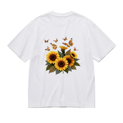 Sunflower & Monarch Butterfly Boho Nature Plus Size Women Graphic Print T-Shirt