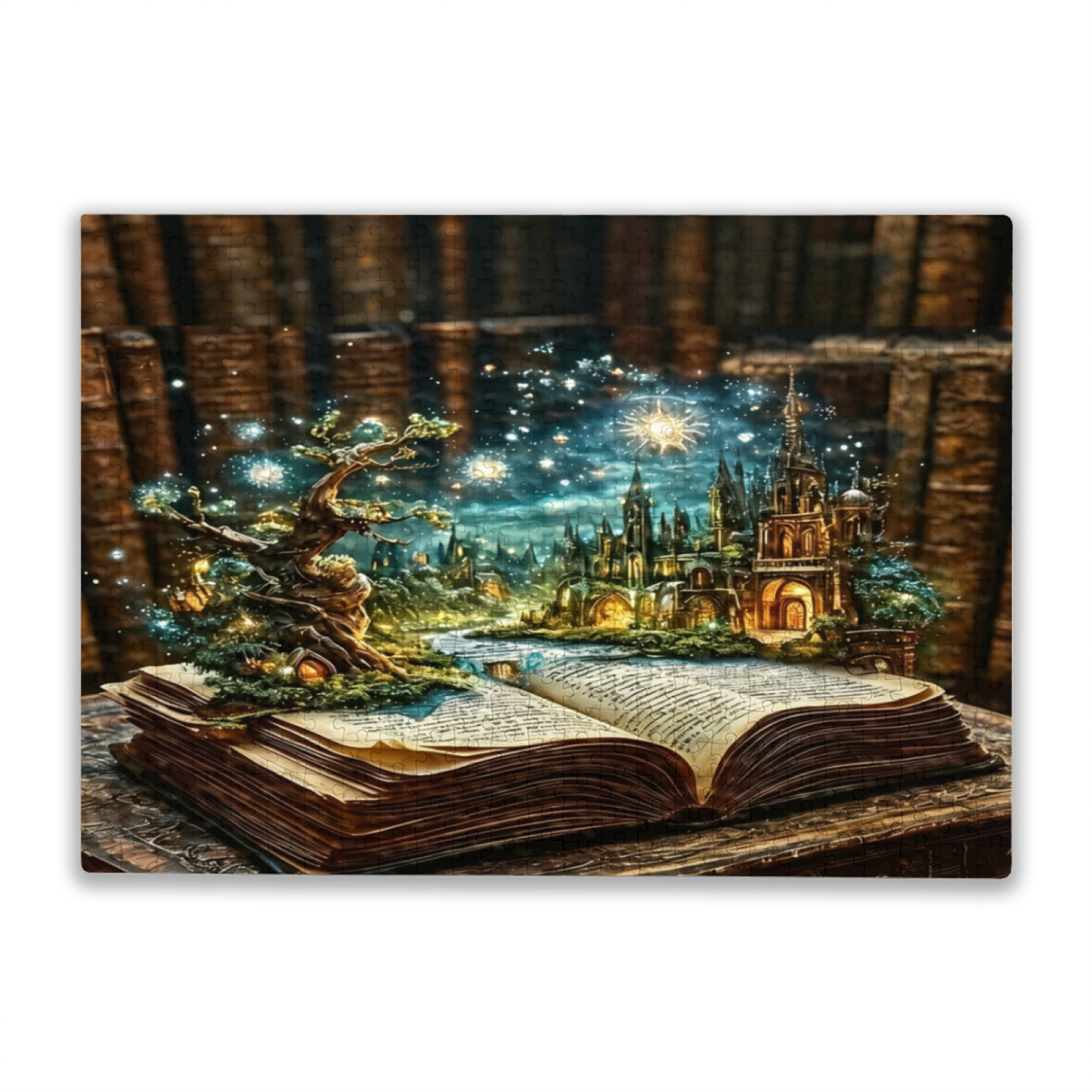 Enchanted Magic Ancient Book Glowing Fantasy Castle Jigsaw Puzzle