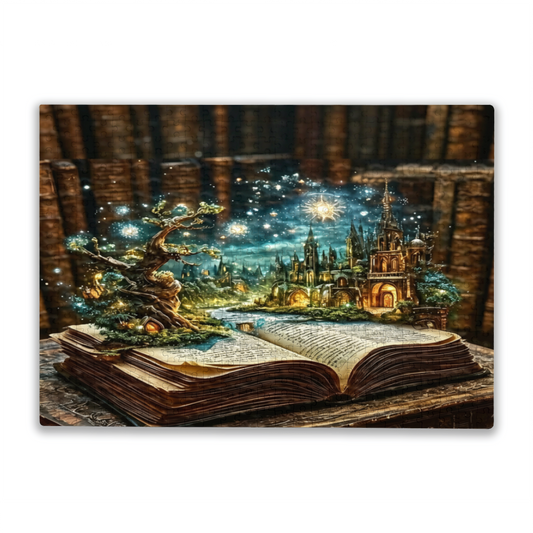 Enchanted Magic Ancient Book Glowing Fantasy Castle Jigsaw Puzzle