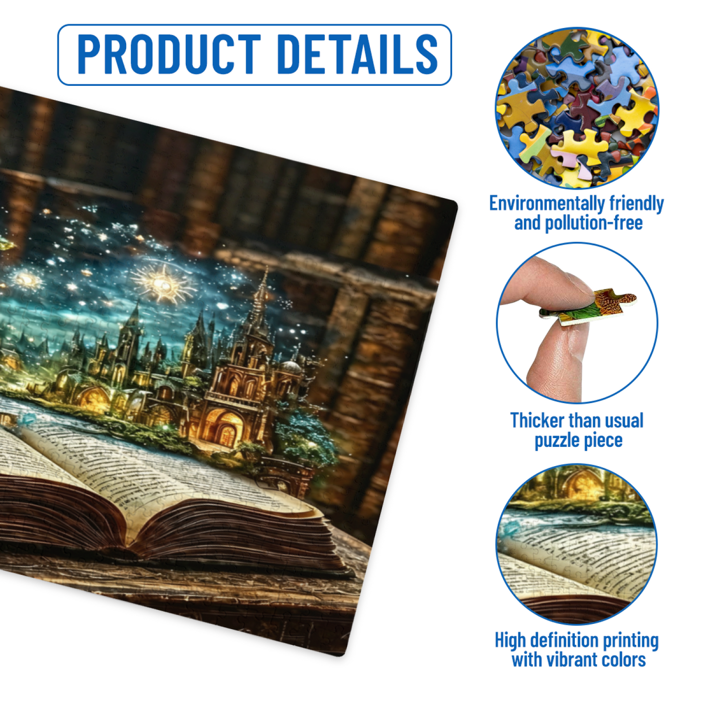 Enchanted Magic Ancient Book Glowing Fantasy Castle Jigsaw Puzzle