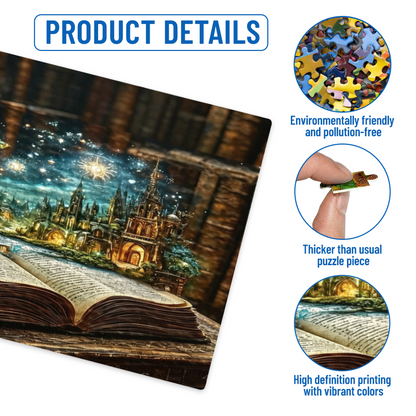 Enchanted Magic Ancient Book Glowing Fantasy Castle Jigsaw Puzzle