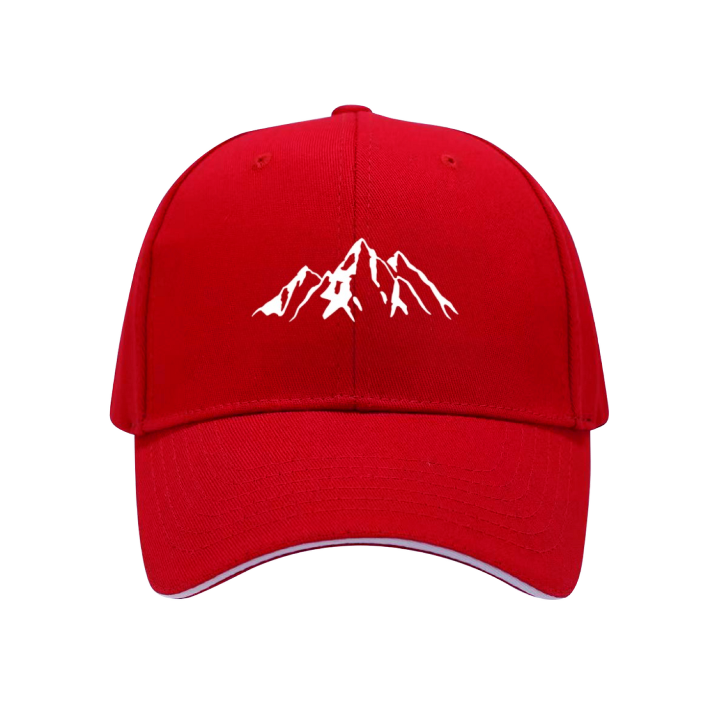 Sharp White Mountain Outline Multi-Color Sandwich Brim Outdoor Cap