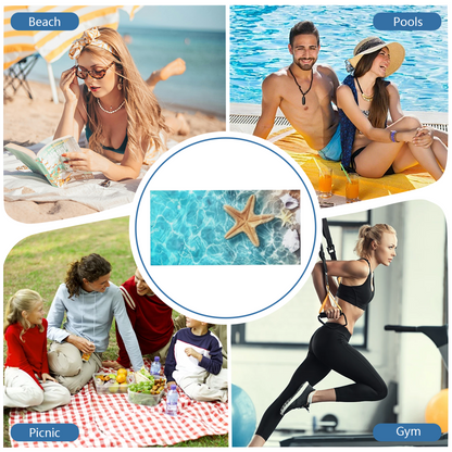 Oversized Starfish Ocean Style Beach Towel, Extra Comfortable, Soft Fluffy and Strong Water Absorption