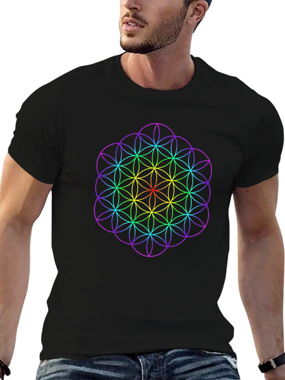 Rainbow Flower of Life Graphic Tee