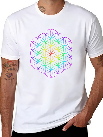 Rainbow Flower of Life Graphic Tee