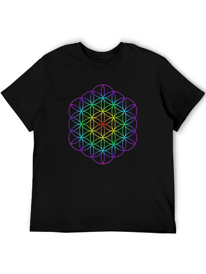 Rainbow Flower of Life Graphic Tee