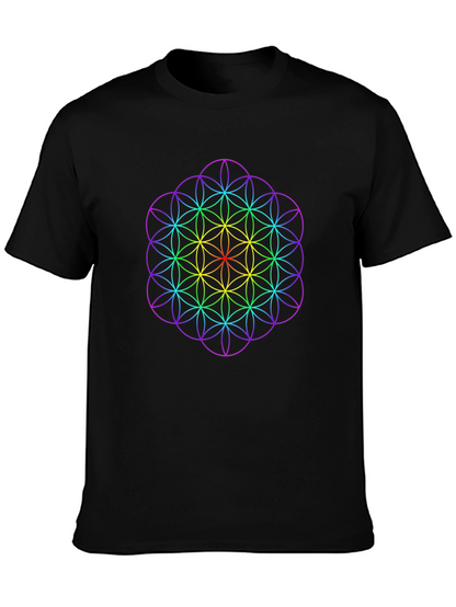 Rainbow Flower of Life Graphic Tee