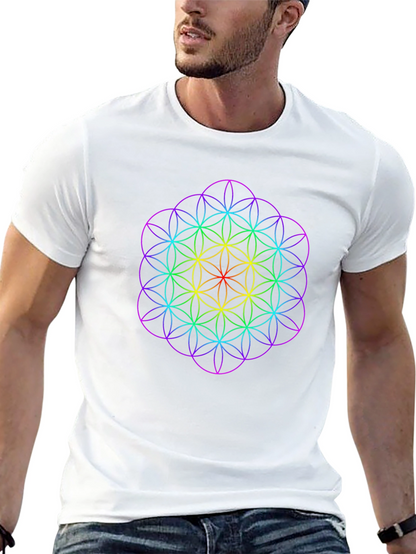 Rainbow Flower of Life Graphic Tee