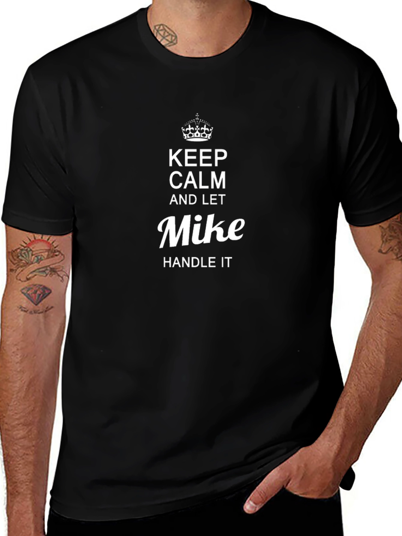 Keep Calm Mike Can Handle It - Black T-Shirt
