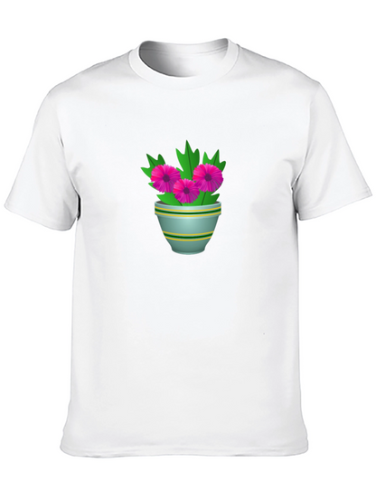 Floral Potted Plant Graphic Tee - Black