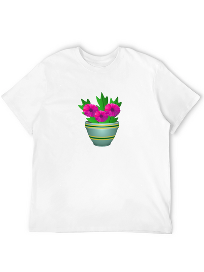 Floral Potted Plant Graphic Tee - Black
