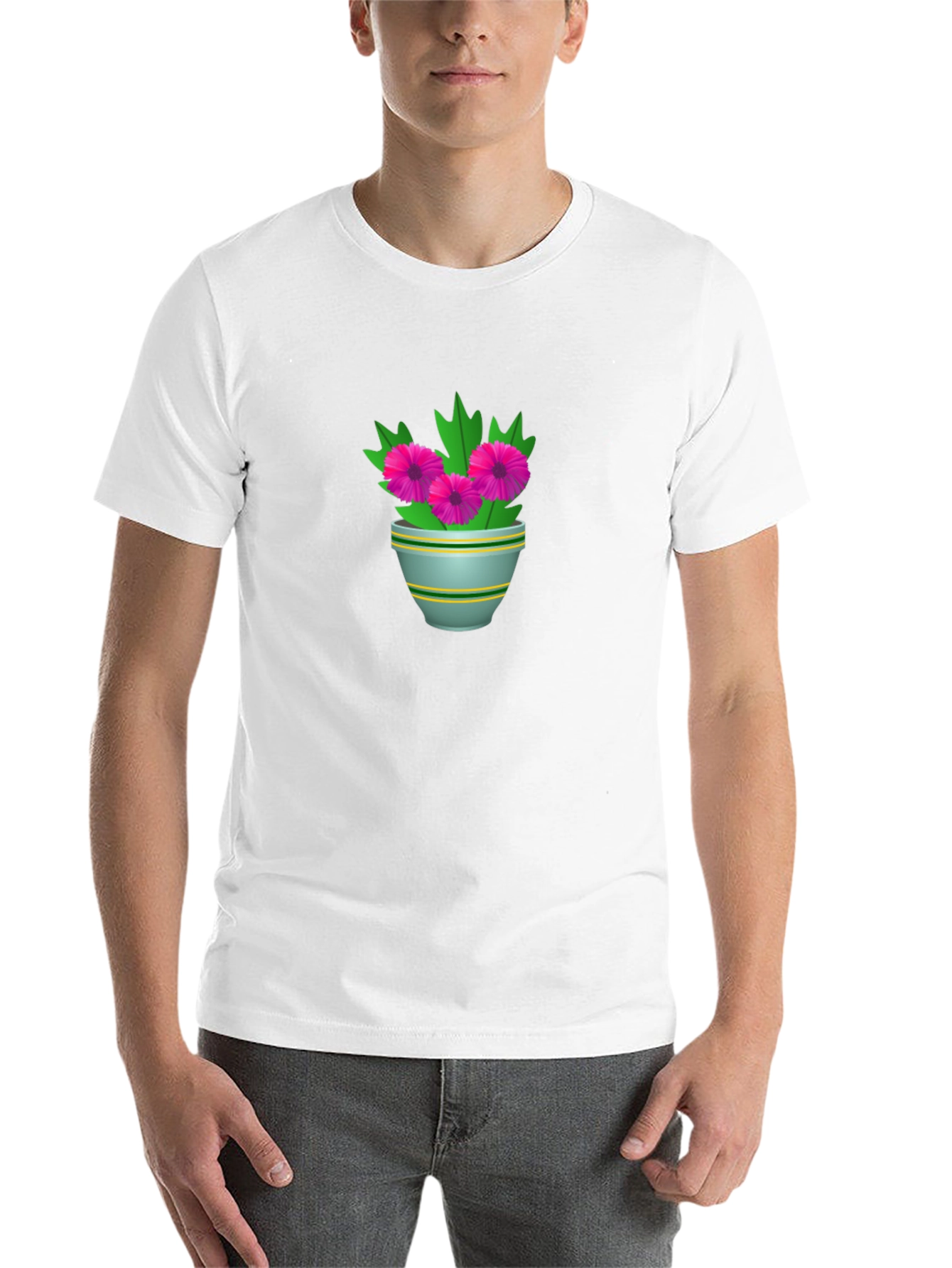 Floral Potted Plant Graphic Tee - Black