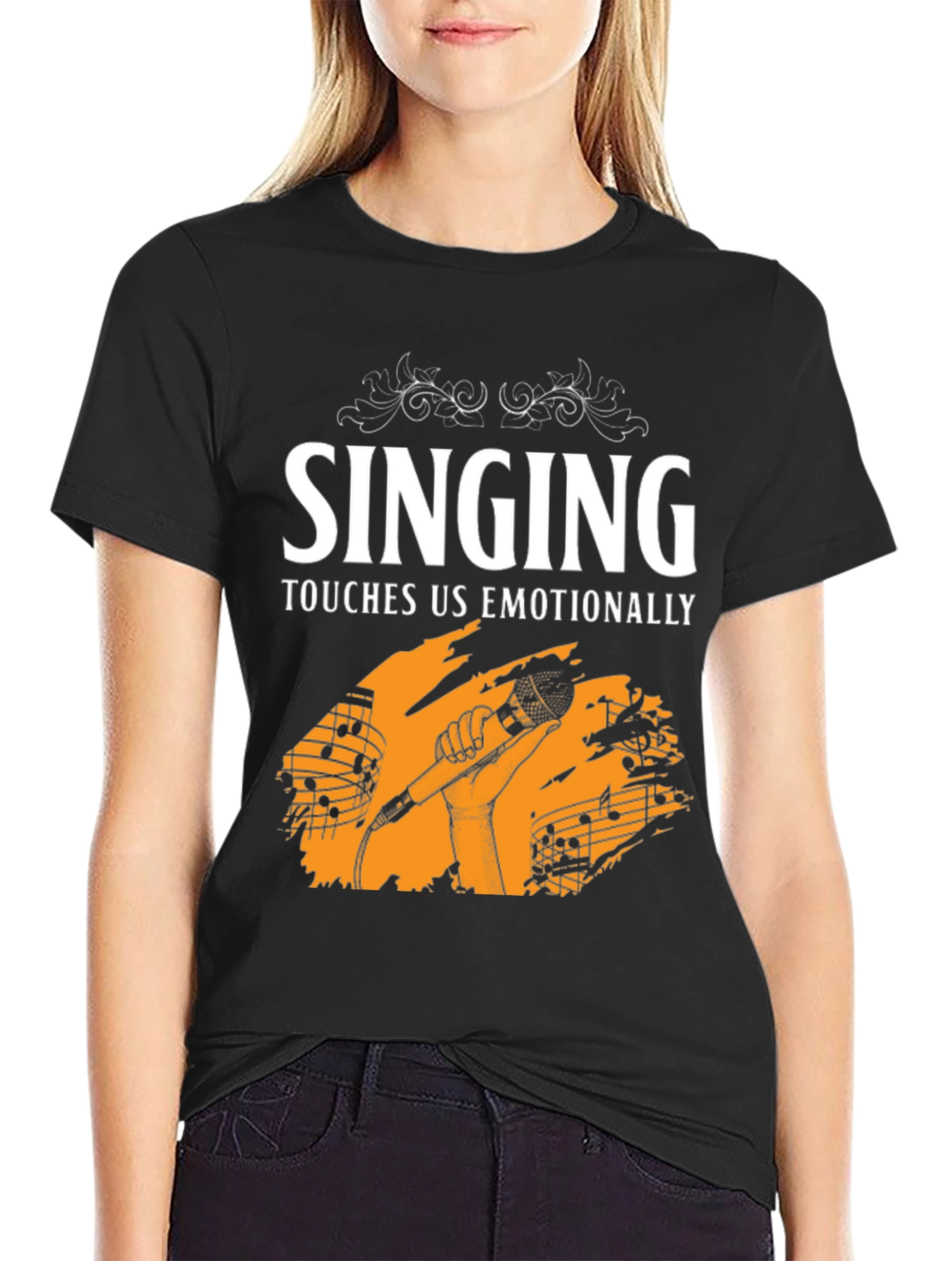 Singing Touches Us Emotionally Black T-Shirt