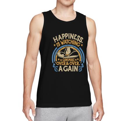 Happiness Is Watching Gunsmoke Western Cowboy Retro Men Tank Top