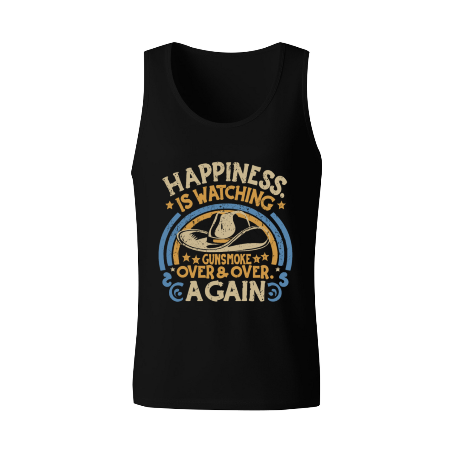 Happiness Is Watching Gunsmoke Western Cowboy Retro Men Tank Top