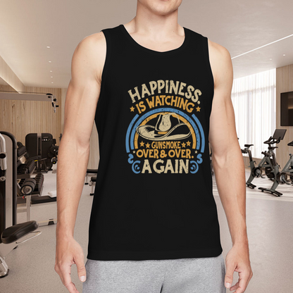 Happiness Is Watching Gunsmoke Western Cowboy Retro Men Tank Top