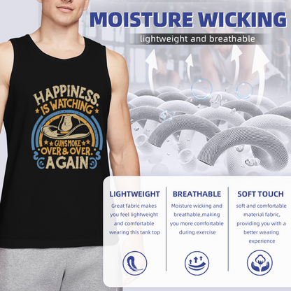 Happiness Is Watching Gunsmoke Western Cowboy Retro Men Tank Top
