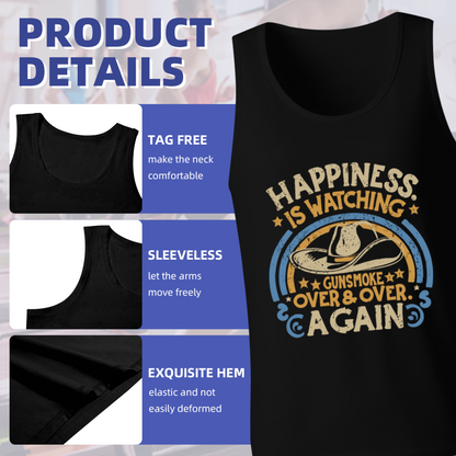 Happiness Is Watching Gunsmoke Western Cowboy Retro Men Tank Top
