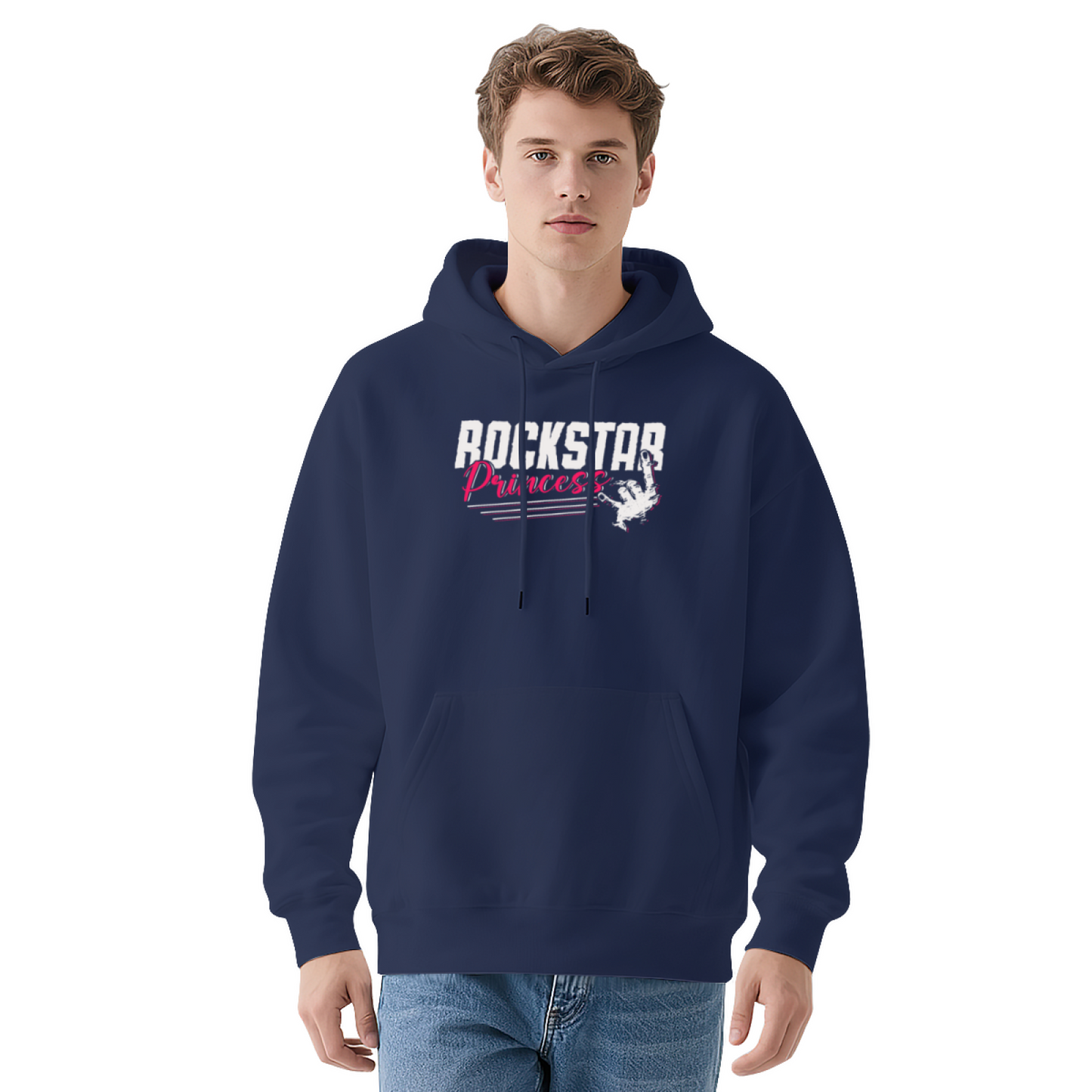 Retro Rockstar Princess Navy Graphic Hoodie