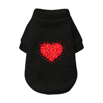 Sparkling Red Heart Print Soft Pet Cardigan Sweater