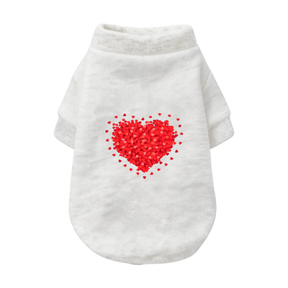 Sparkling Red Heart Print Soft Pet Cardigan Sweater