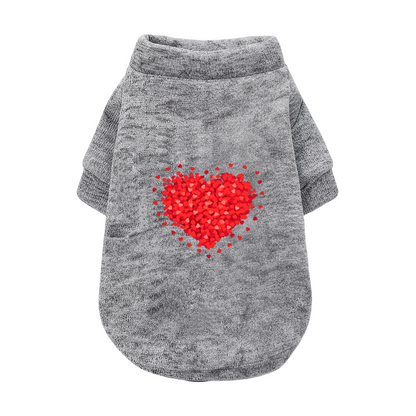 Sparkling Red Heart Print Soft Pet Cardigan Sweater