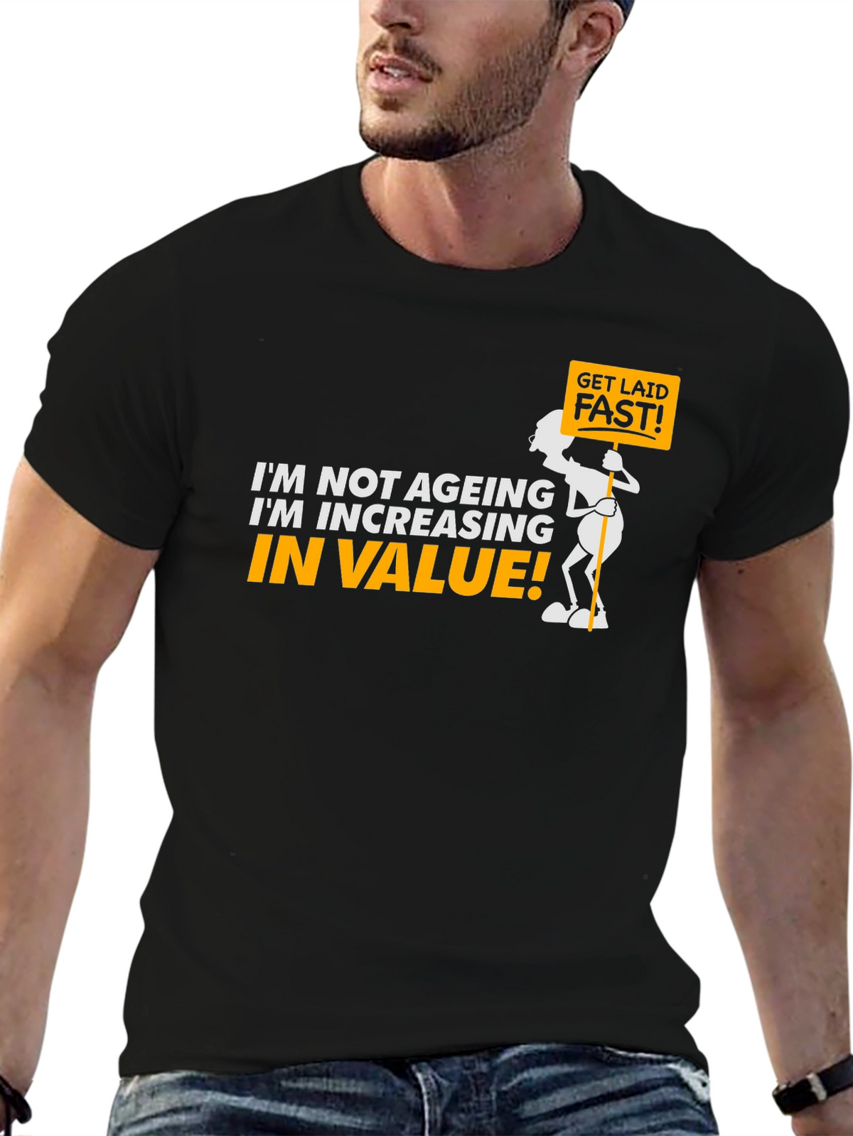 Funny Increasing in Value Black Graphic Tee