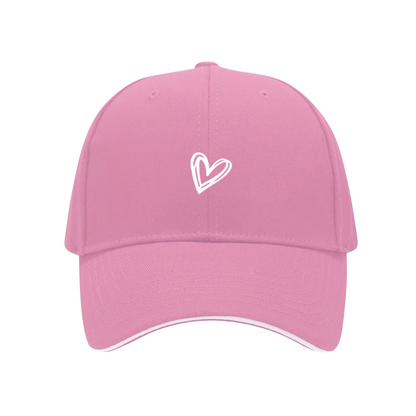 Minimalist Sketch White Heart Multi-Color Sandwich Peak Casual Cap