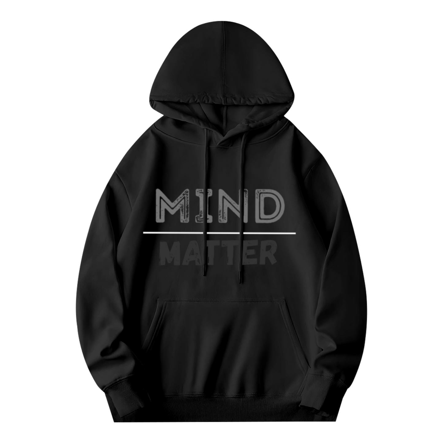 Distressed MIND MATTER Motivational Text Hoodie, Unisex Cozy Gym Sweatshirt