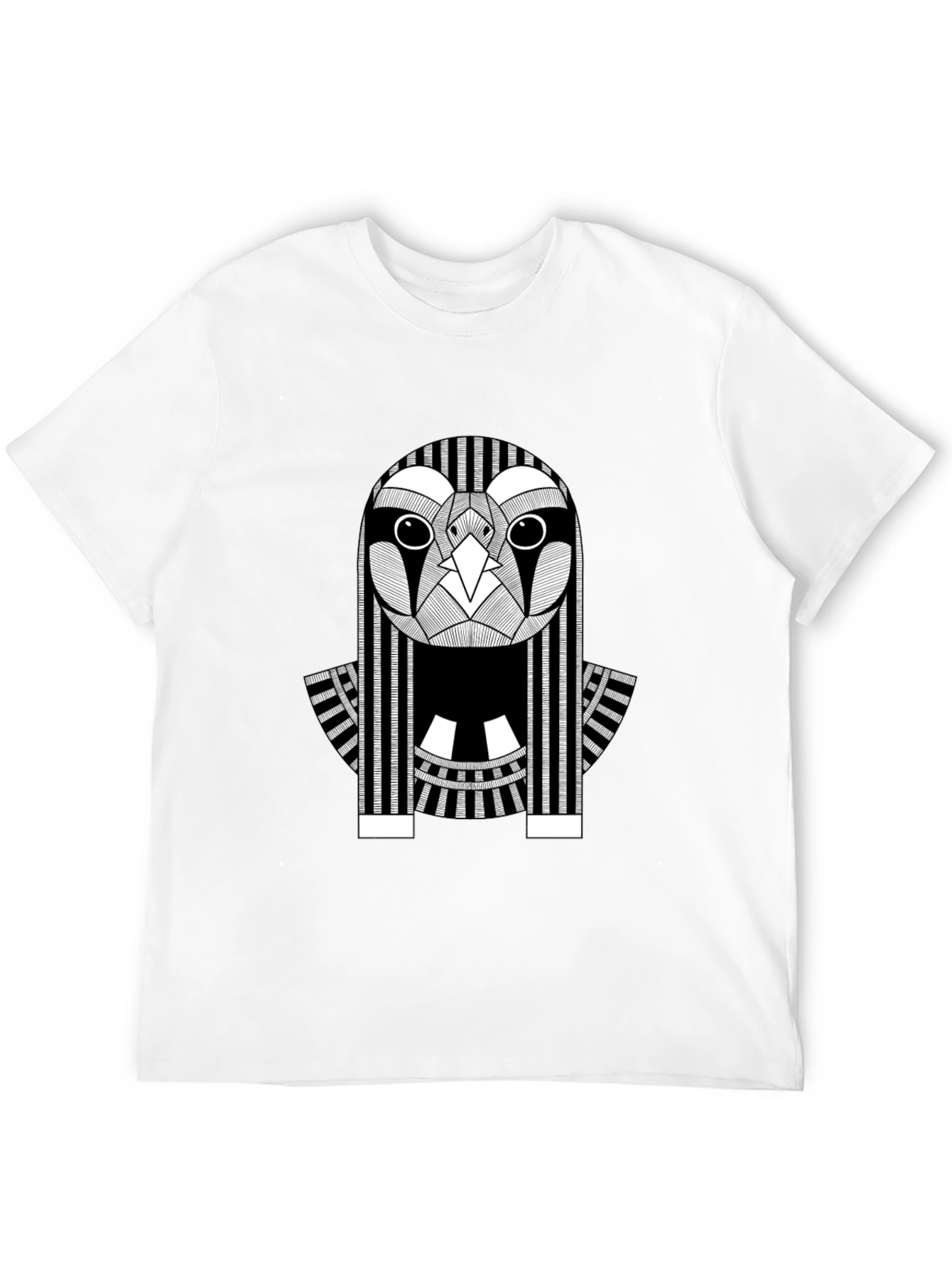 Abstract Owl Graphic Print Black T-Shirt