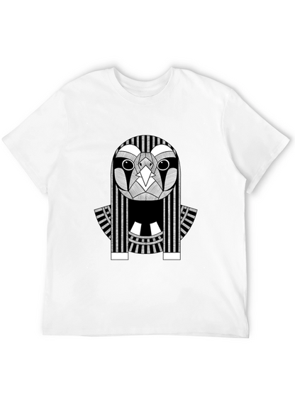 Abstract Owl Graphic Print Black T-Shirt