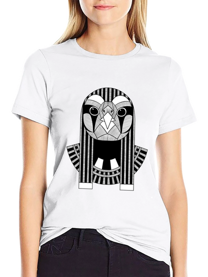 Abstract Owl Graphic Print Black T-Shirt