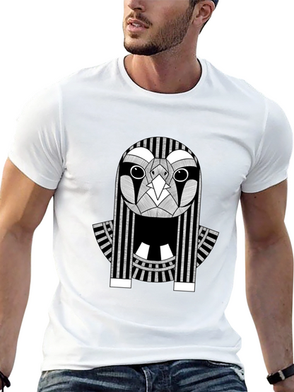 Abstract Owl Graphic Print Black T-Shirt