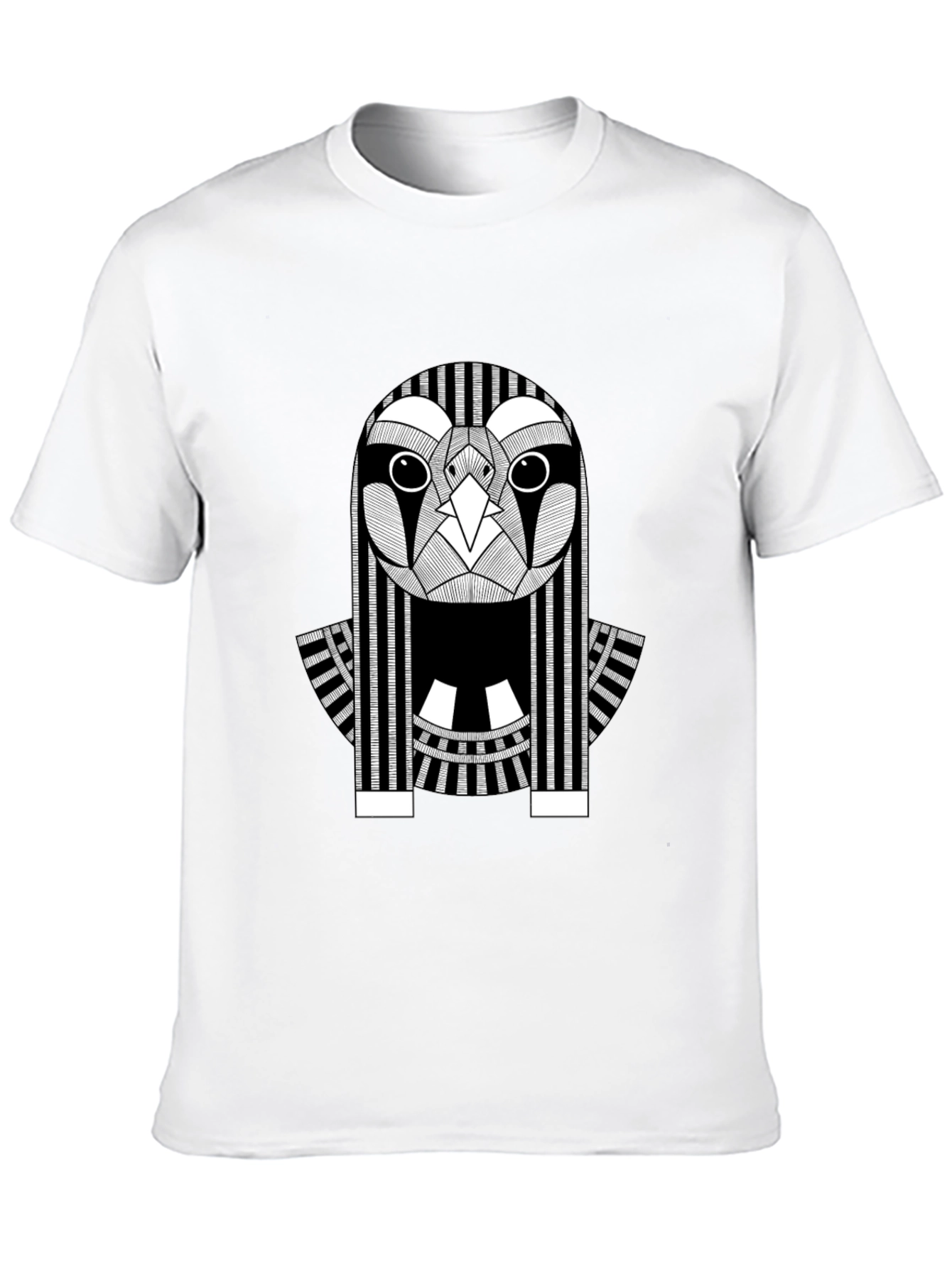 Abstract Owl Graphic Print Black T-Shirt