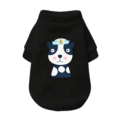 Sailor Cartoon Puppy Anchor Print Soft Grey Dog Sweater