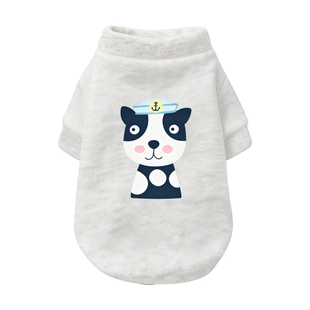 Sailor Cartoon Puppy Anchor Print Soft Grey Dog Sweater