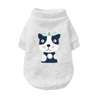 Sailor Cartoon Puppy Anchor Print Soft Grey Dog Sweater