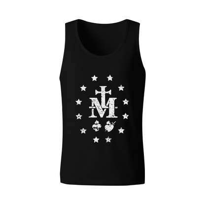 Vintage Marian Cross M Star Symbol Religious Style Men Tank