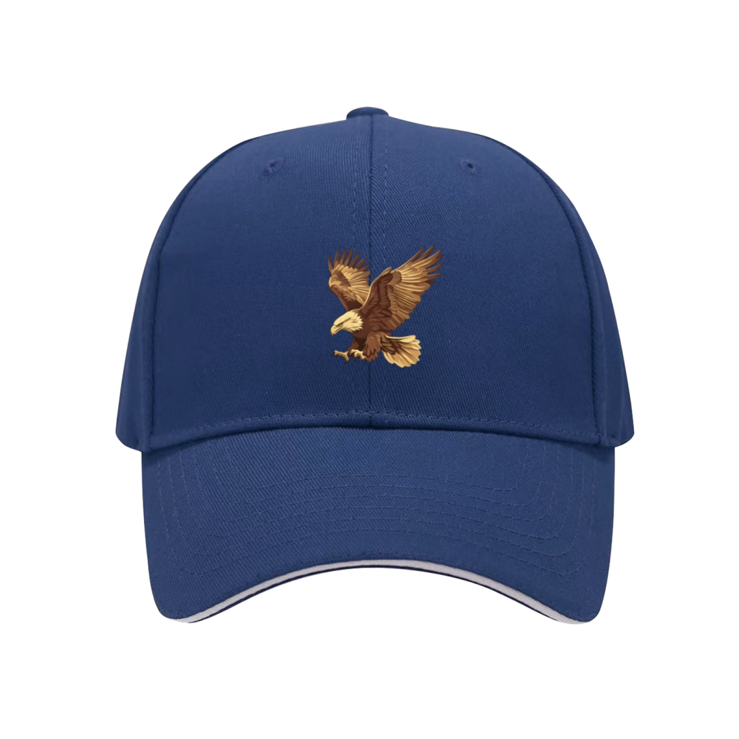 Golden Flying Eagle Graphic Black Sandwich Baseball Cap, Outdoor Hunting Dad Hat