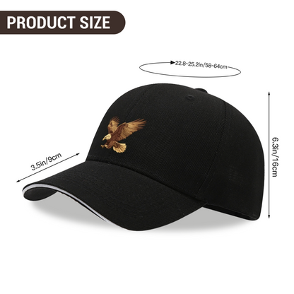Golden Flying Eagle Graphic Black Sandwich Baseball Cap, Outdoor Hunting Dad Hat