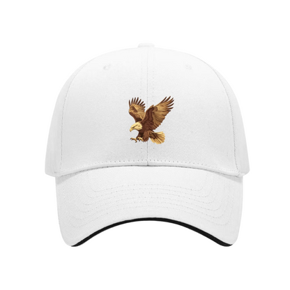 Golden Flying Eagle Graphic Black Sandwich Baseball Cap, Outdoor Hunting Dad Hat