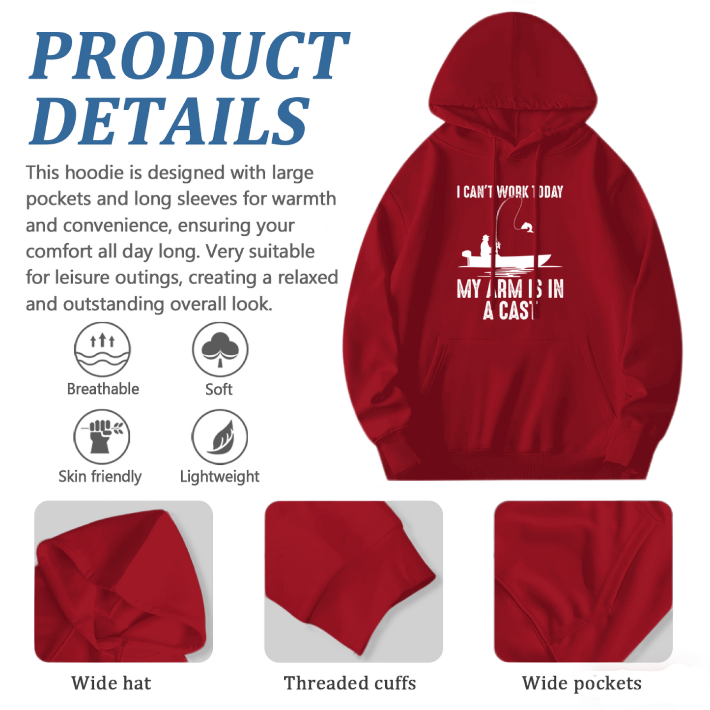 Funny Fishing Pun Red Unisex Hoodie