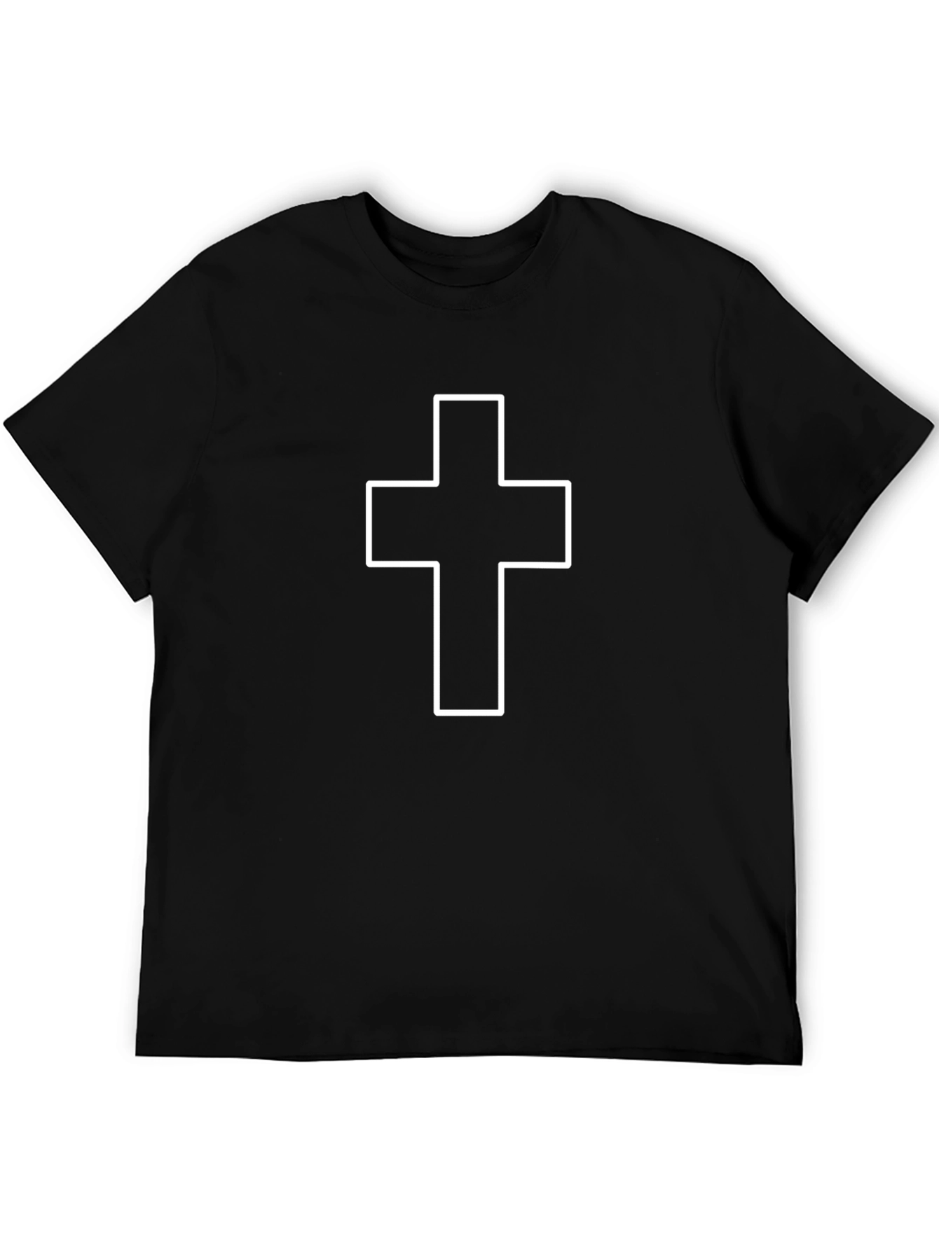 Black T-Shirt with White Cross Graphic