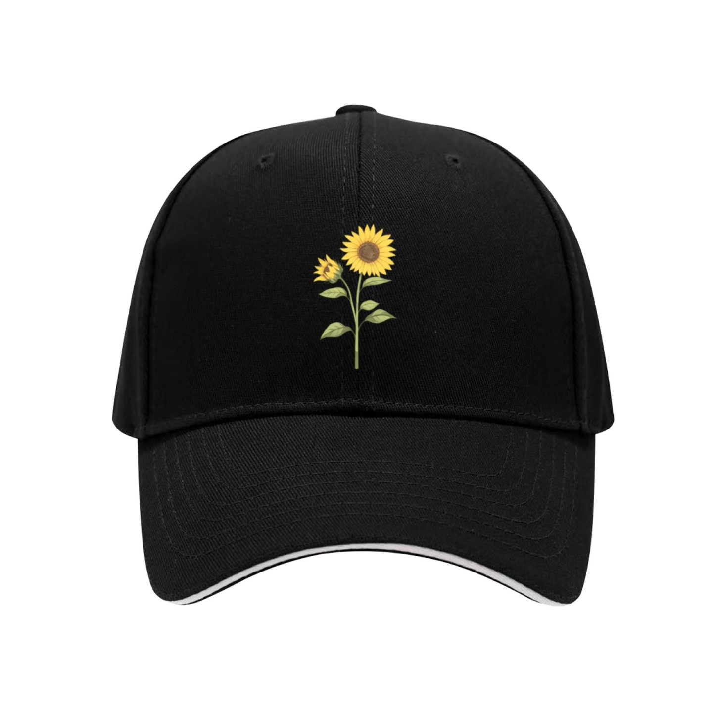 Vibrant Sunflower Floral Pink Sandwich Brim Baseball Cap Soft Girl Daily Hat