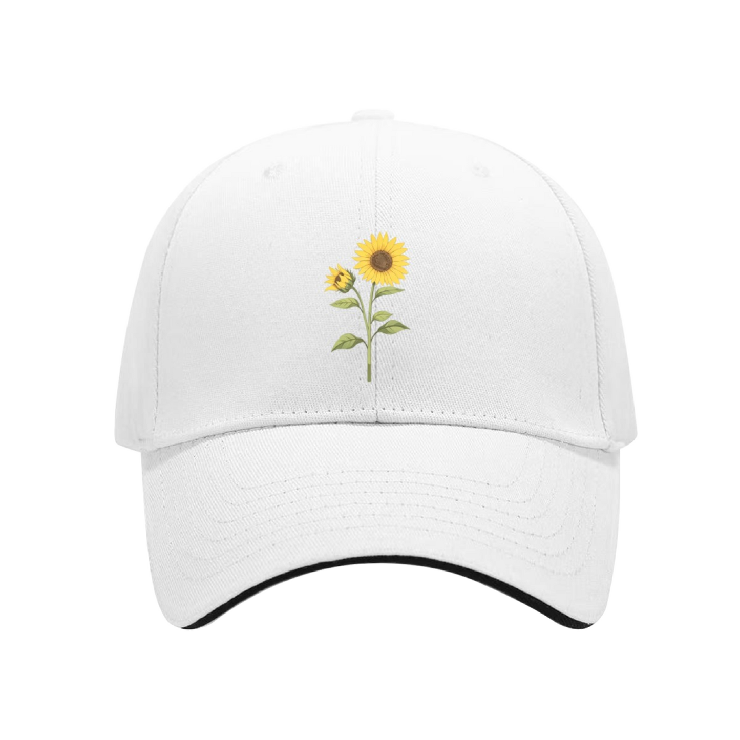 Vibrant Sunflower Floral Pink Sandwich Brim Baseball Cap Soft Girl Daily Hat