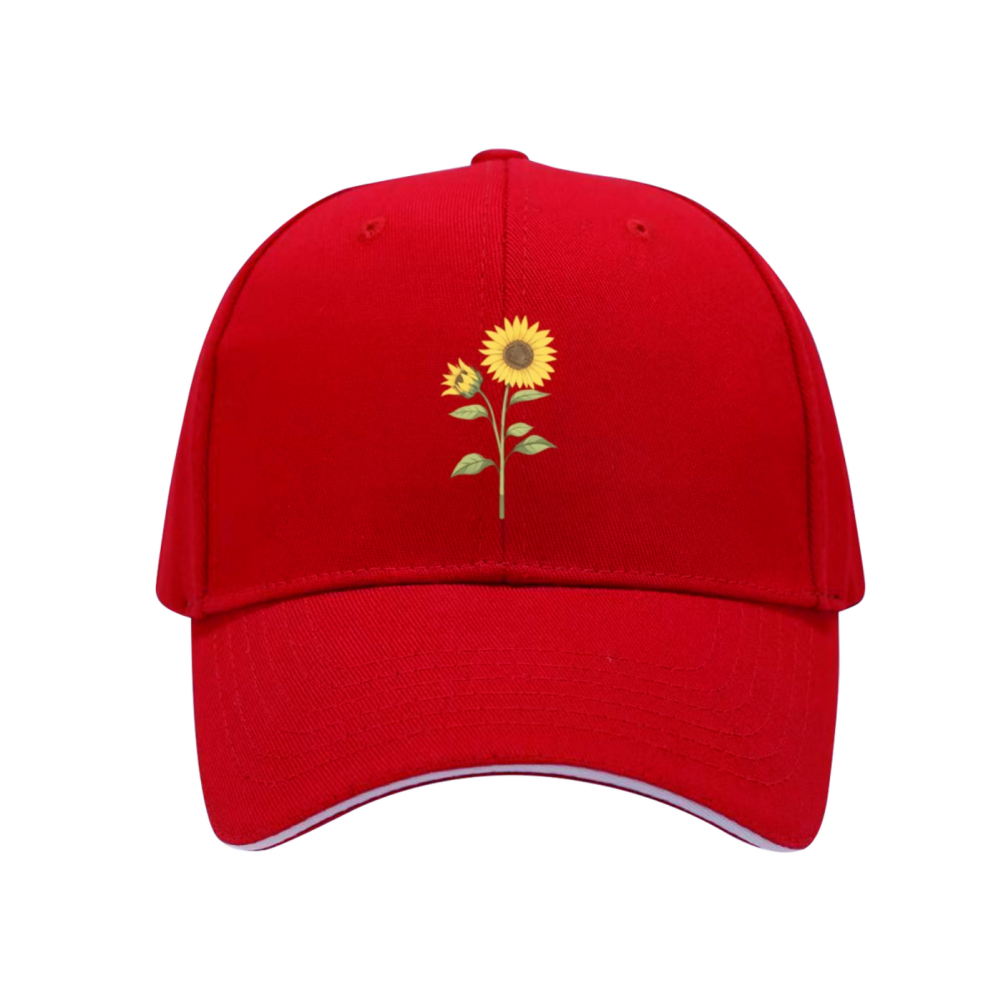Vibrant Sunflower Floral Pink Sandwich Brim Baseball Cap Soft Girl Daily Hat