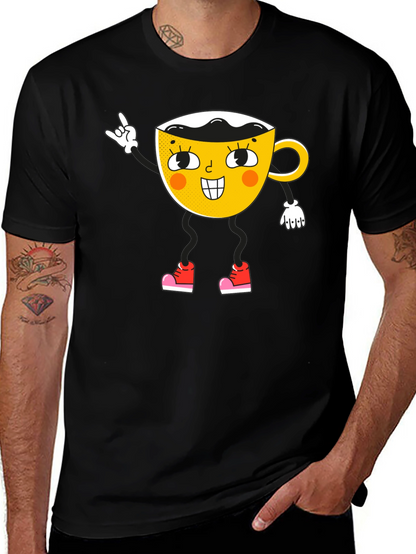 Cartoon Coffee Cup Graphic Tee